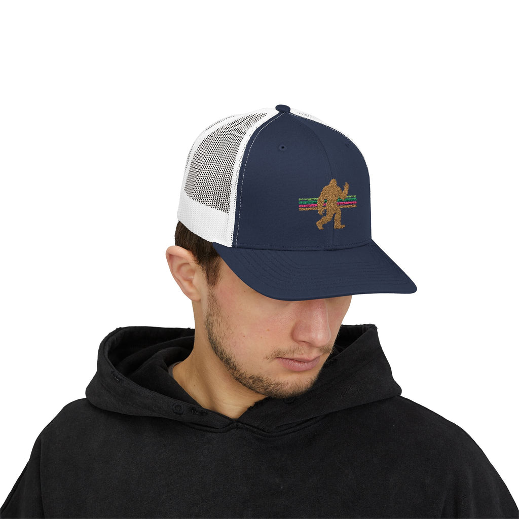 Bigfoot Trucker Hat: Embroidered Sasquatch, Baseball Cap, Custom Snapback Hat