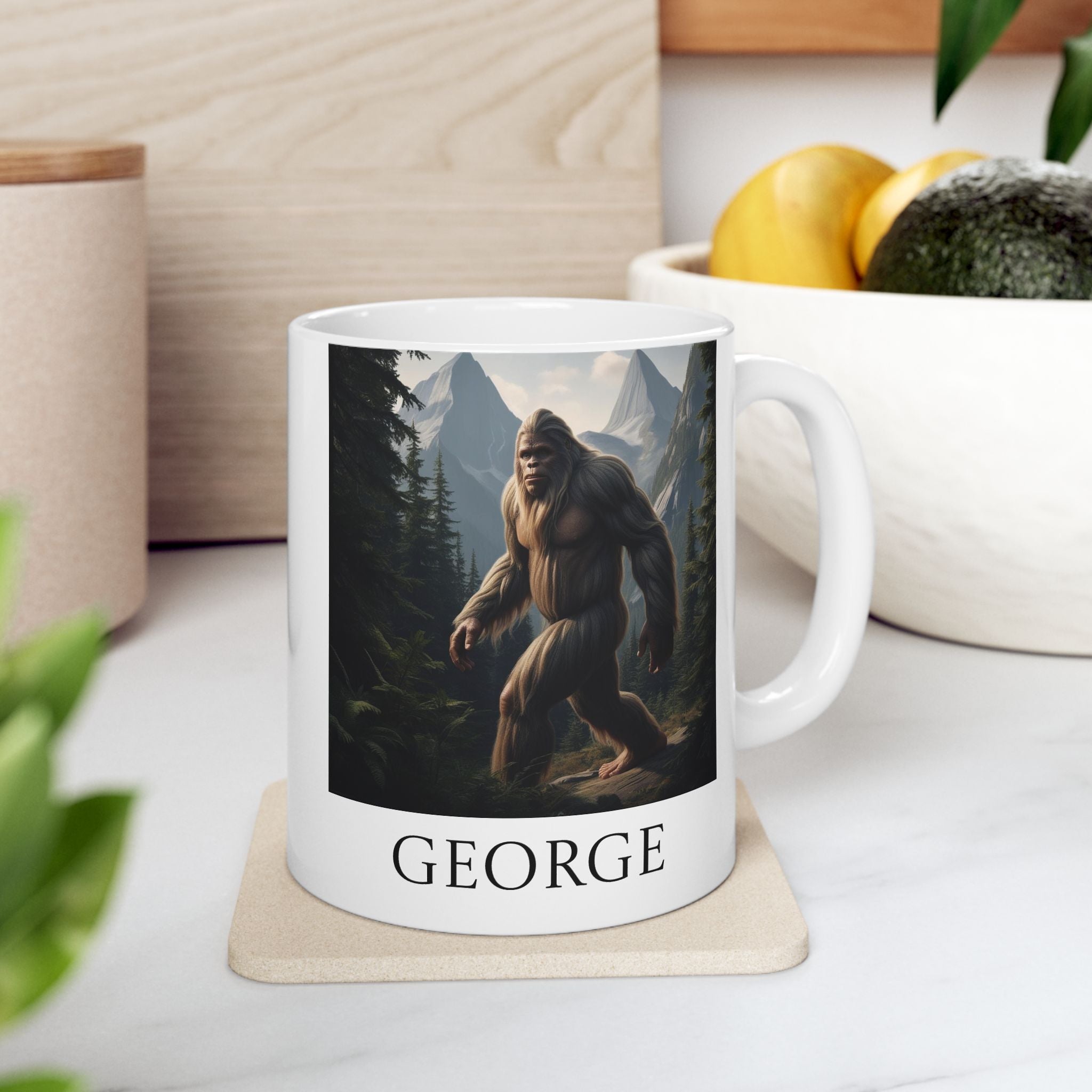 Customizable Bigfoot Coffee Mug: Sasquatch Camping Gift, Pacific Northwest Cryptid