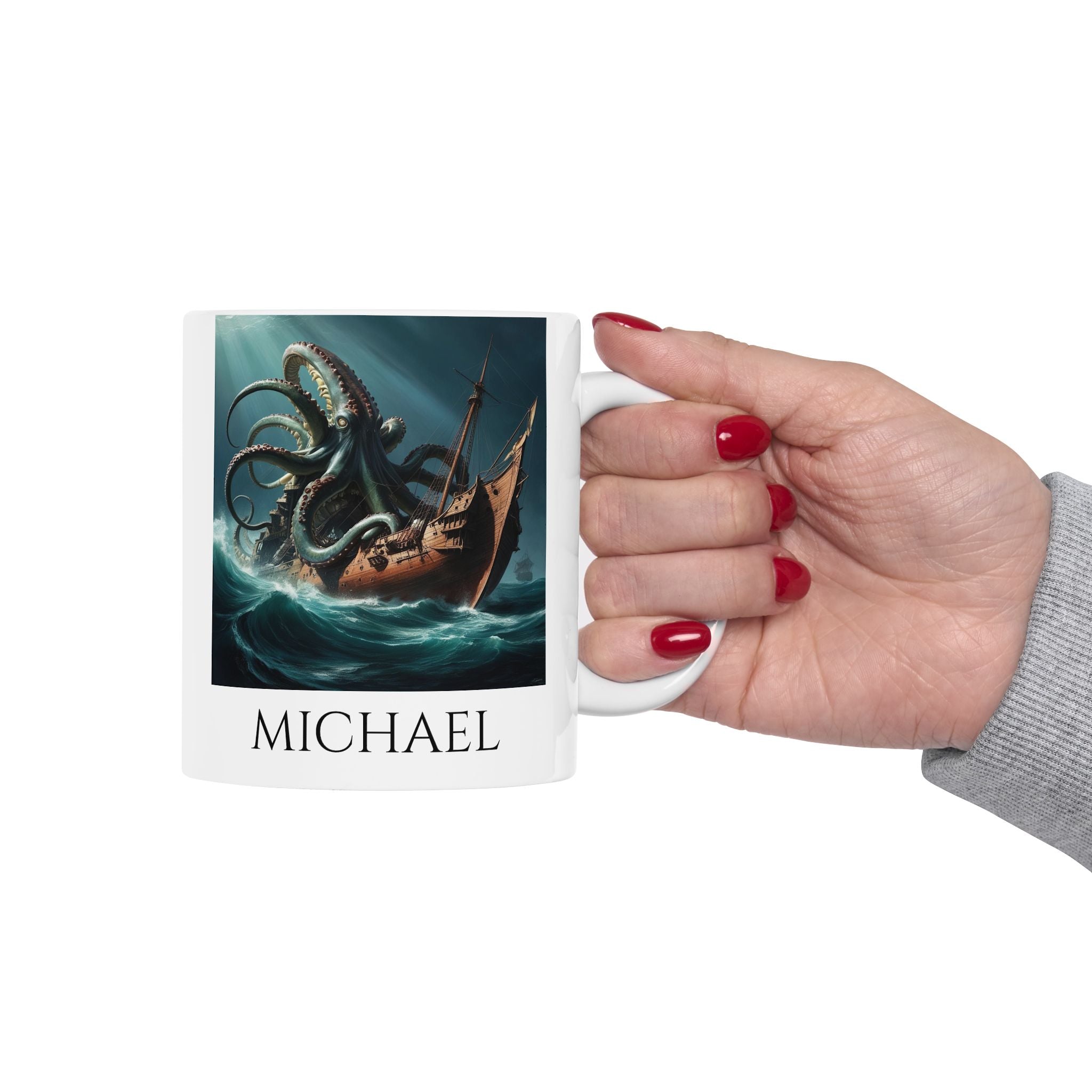 Customizable Kraken Coffee Mug: Giant Squid Coffee Cup, Sea Monster Gift