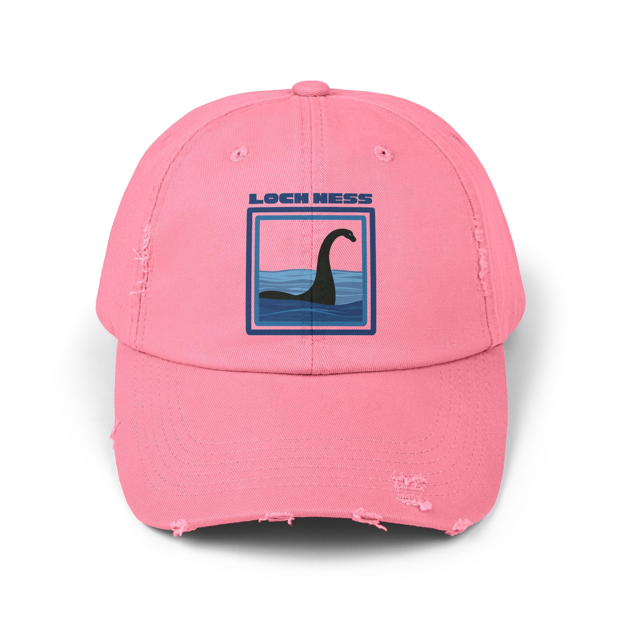 Loch Ness Monster: Unisex Distressed Cap, Adjustable Strap, Casual Outdoor Style (Blue)