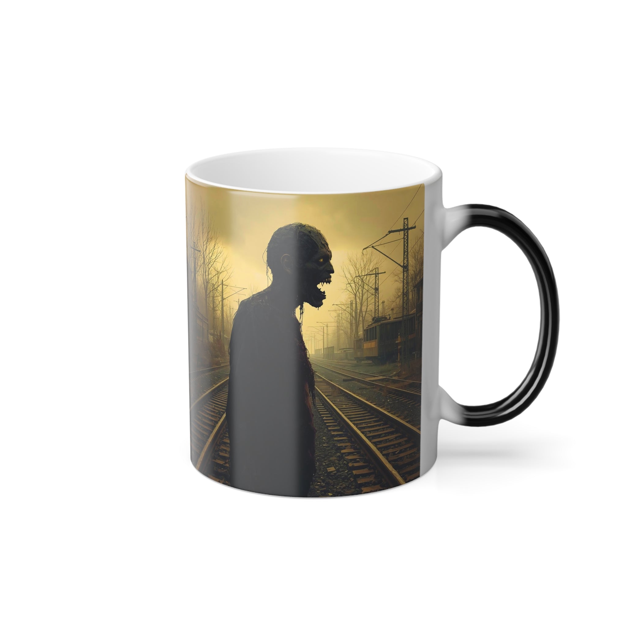 Color Changing Zombie Mug: Halloween Horror, Apocalypse Roast (Trainyard)