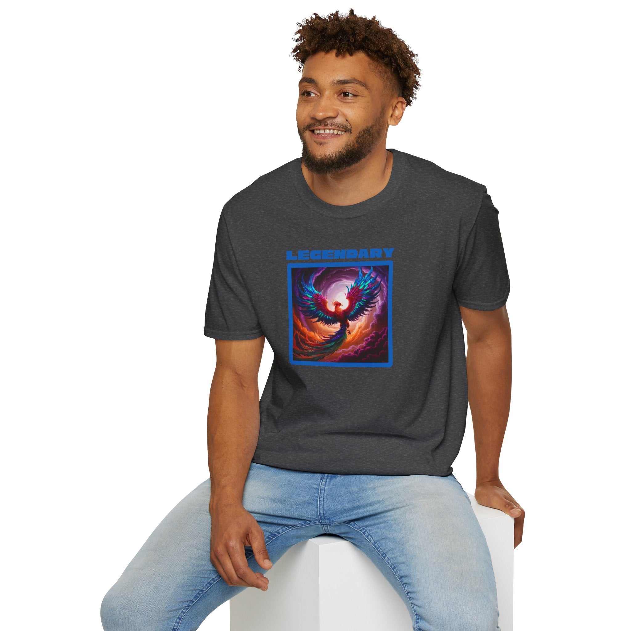 Phoenix Shirt: Rise from the Ashes, Soft Cotton T-Shirt, Legendary Graphic Tee (Blue)