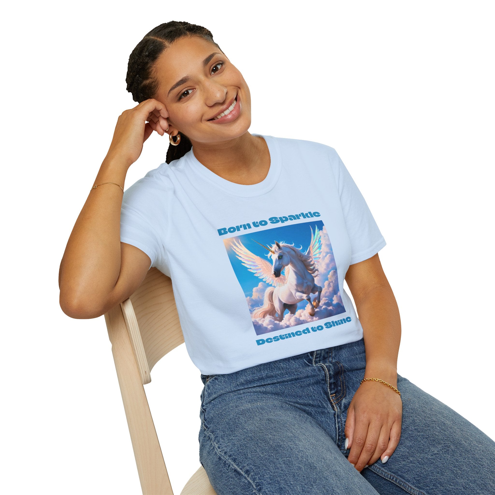 Unicorn Shirt: Legendary Alicorn Graphic Tee, Boho Clothing, Fantasy Apparel (Blue)