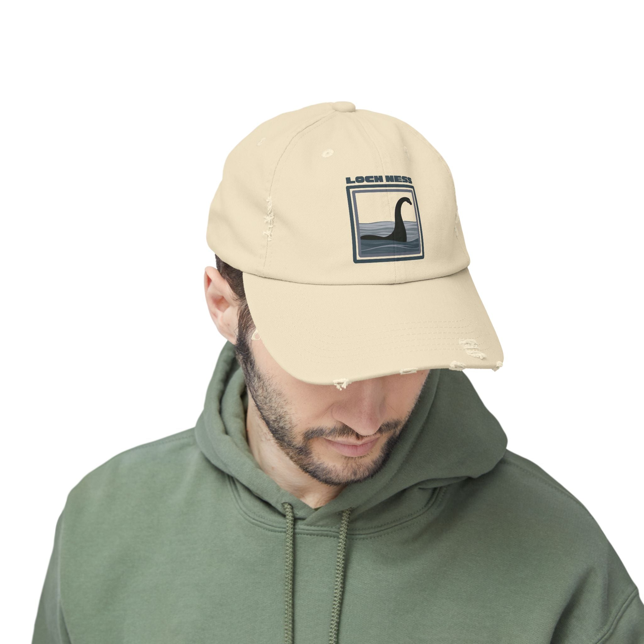 Loch Ness Monster: Unisex Distressed Cap, Adjustable Strap, Casual Outdoor Style (Slate)