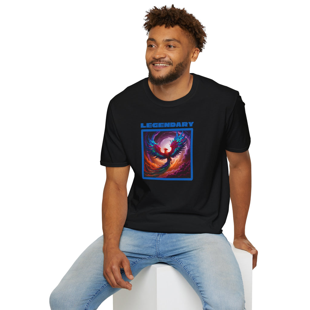 Phoenix Shirt: Rise from the Ashes, Soft Cotton T-Shirt, Legendary Graphic Tee (Blue)