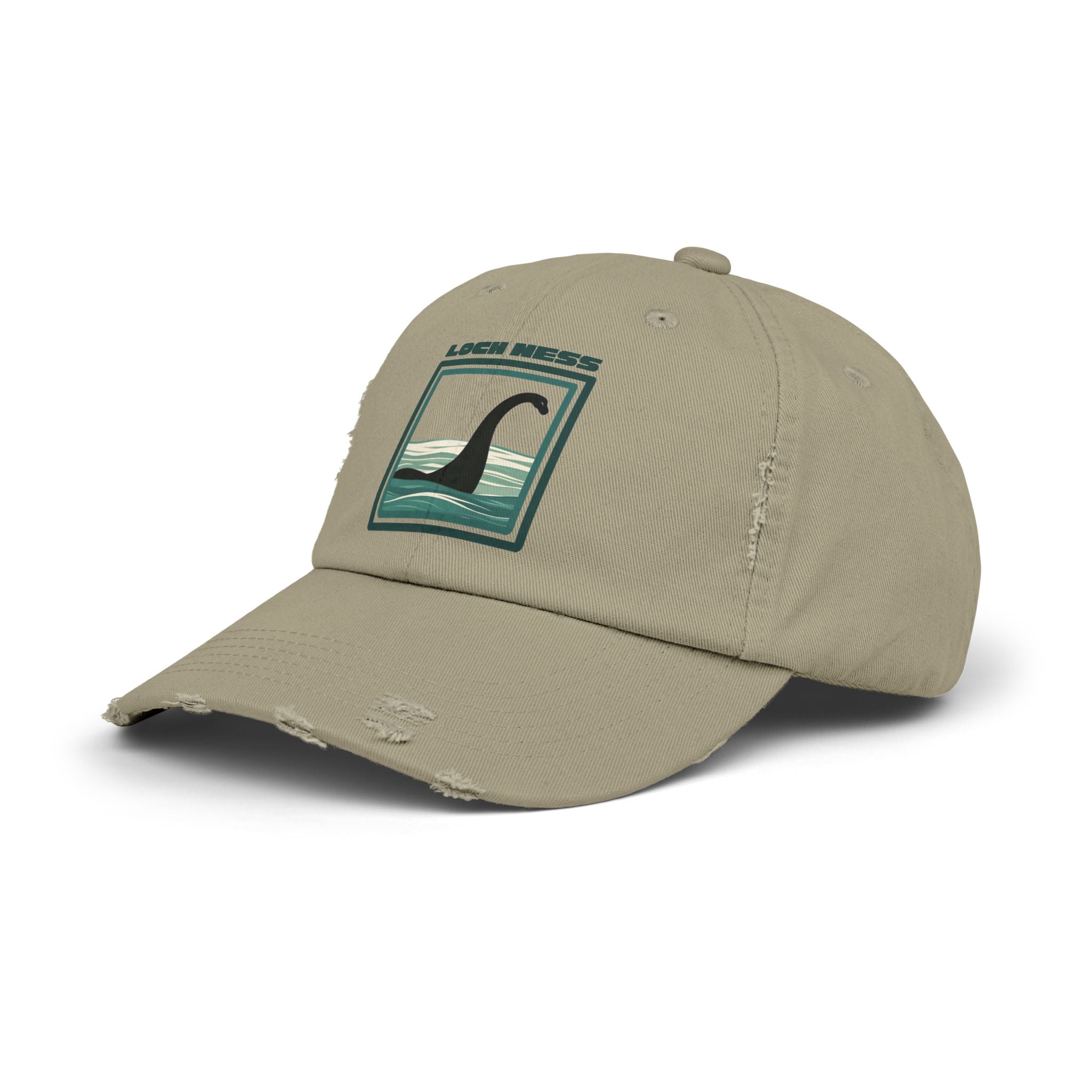 Loch Ness Monster: Unisex Distressed Cap, Adjustable Strap, Casual Outdoor Style (Green)