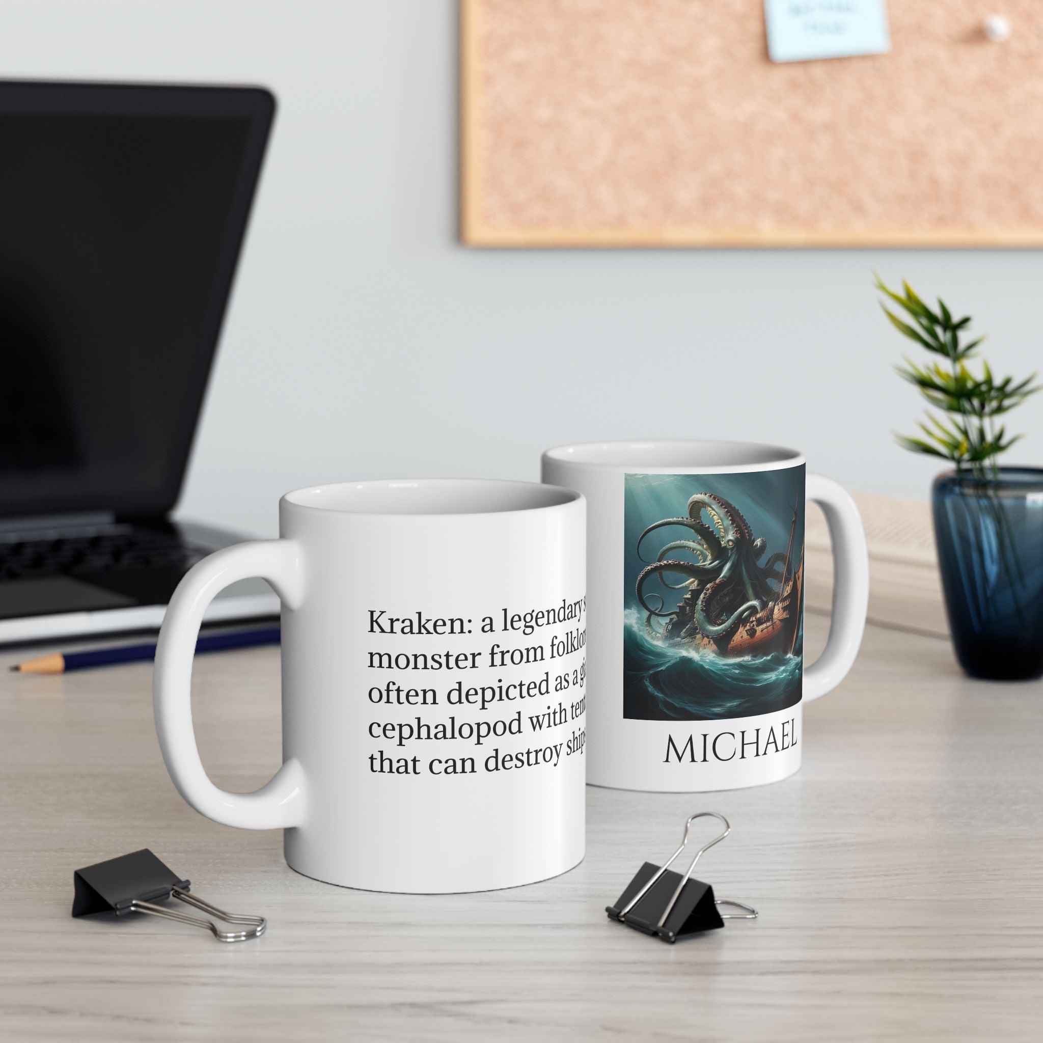 Customizable Kraken Coffee Mug: Giant Squid Coffee Cup, Sea Monster Gift