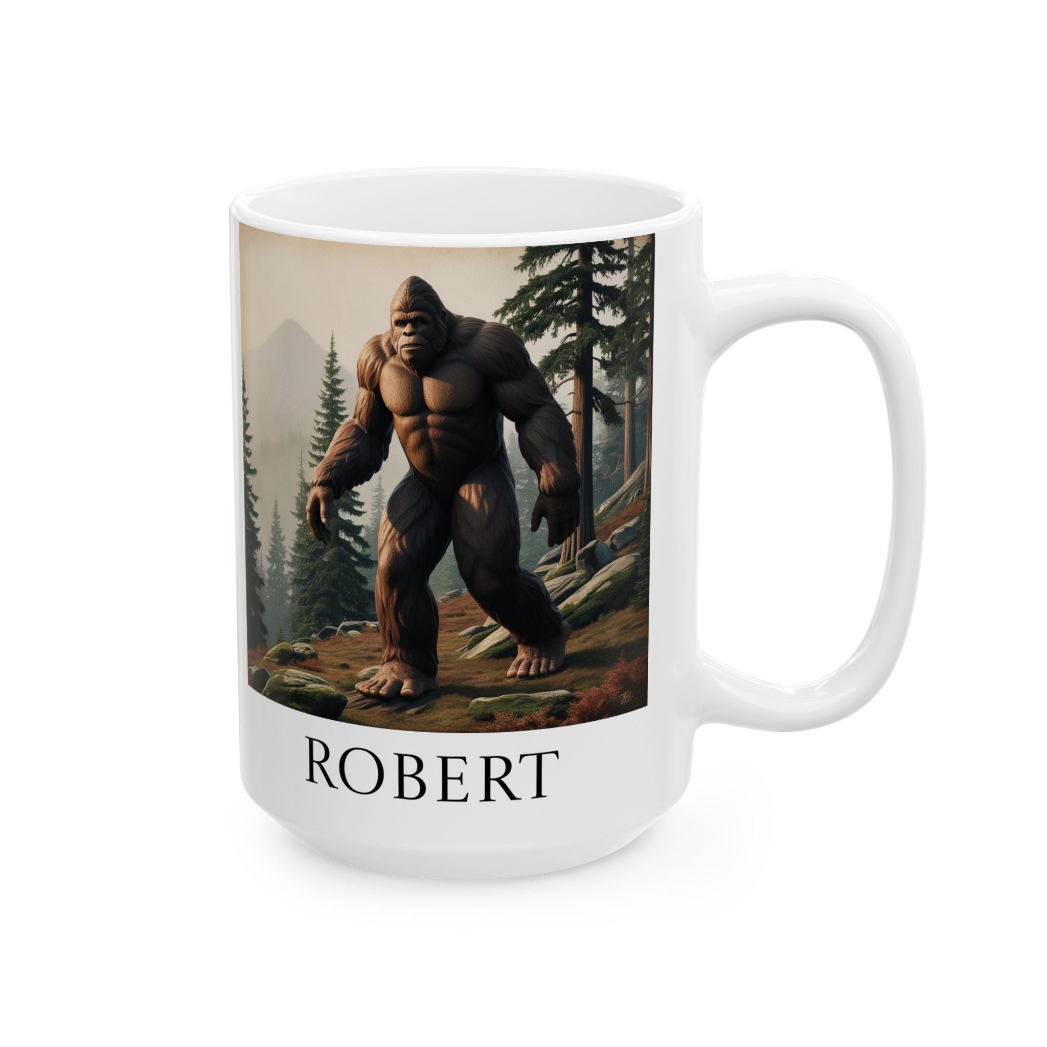 Personalized Bigfoot Coffee Cup: Sasquatch, Pacific Northwest Cryptid, Mythical Creature Mug