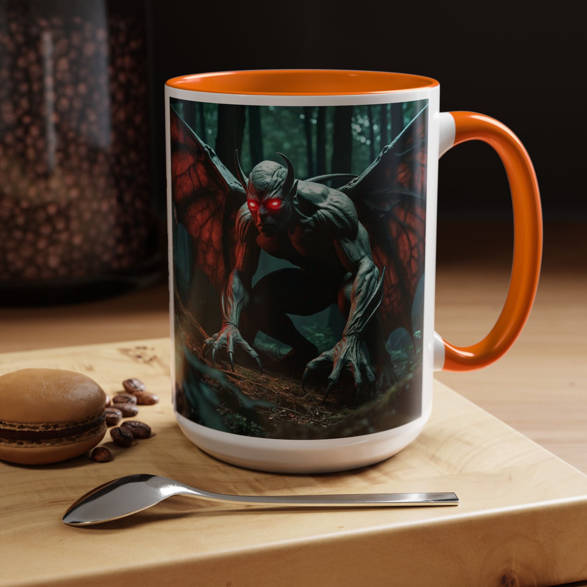 Mothman Mug: Supernatural Monster, Cryptid Mug, Mythical Creature, Urban Legend (Crouching)