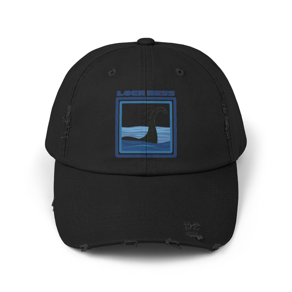 Loch Ness Monster: Unisex Distressed Cap, Adjustable Strap, Casual Outdoor Style (Blue)