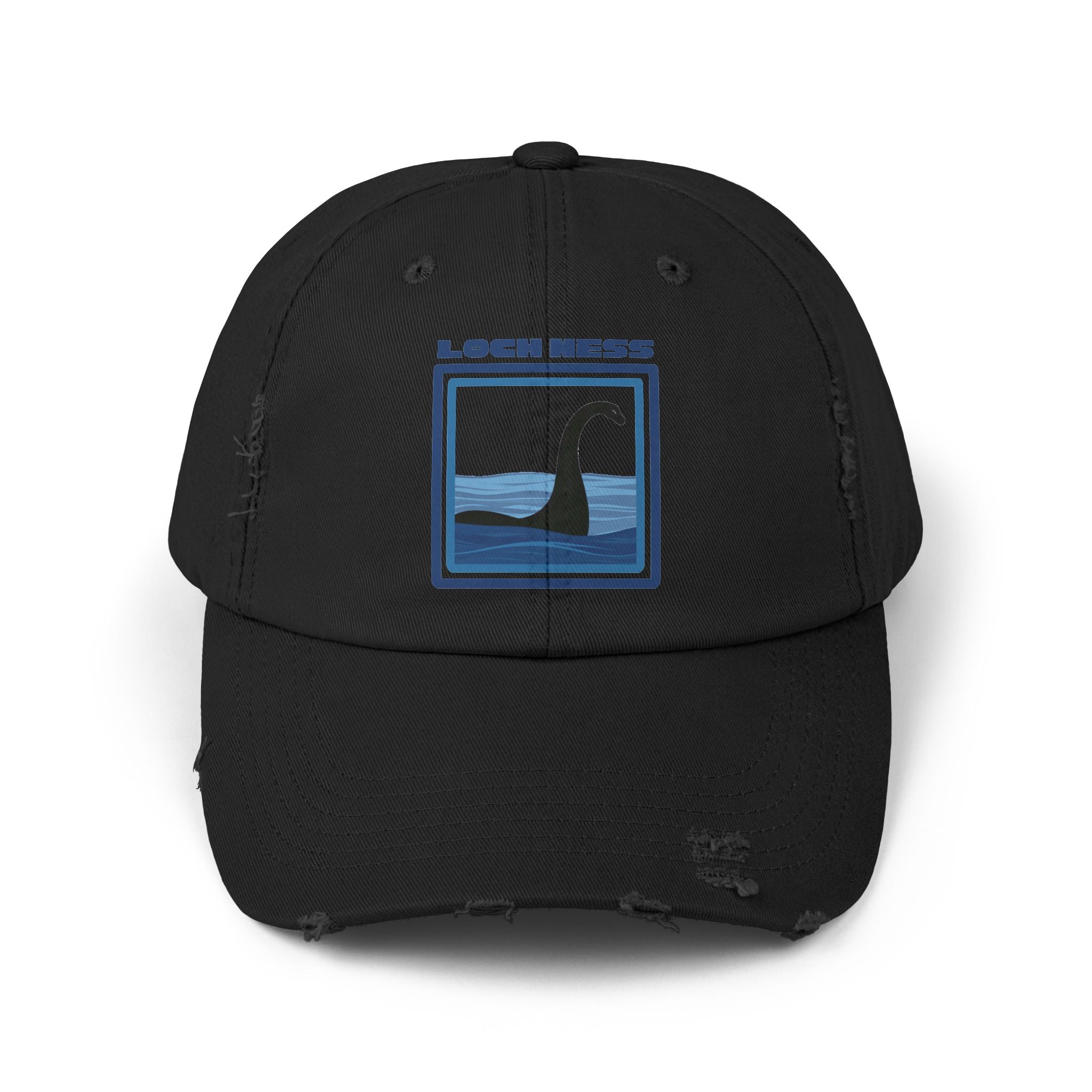 Loch Ness Monster: Unisex Distressed Cap, Adjustable Strap, Casual Outdoor Style (Blue)