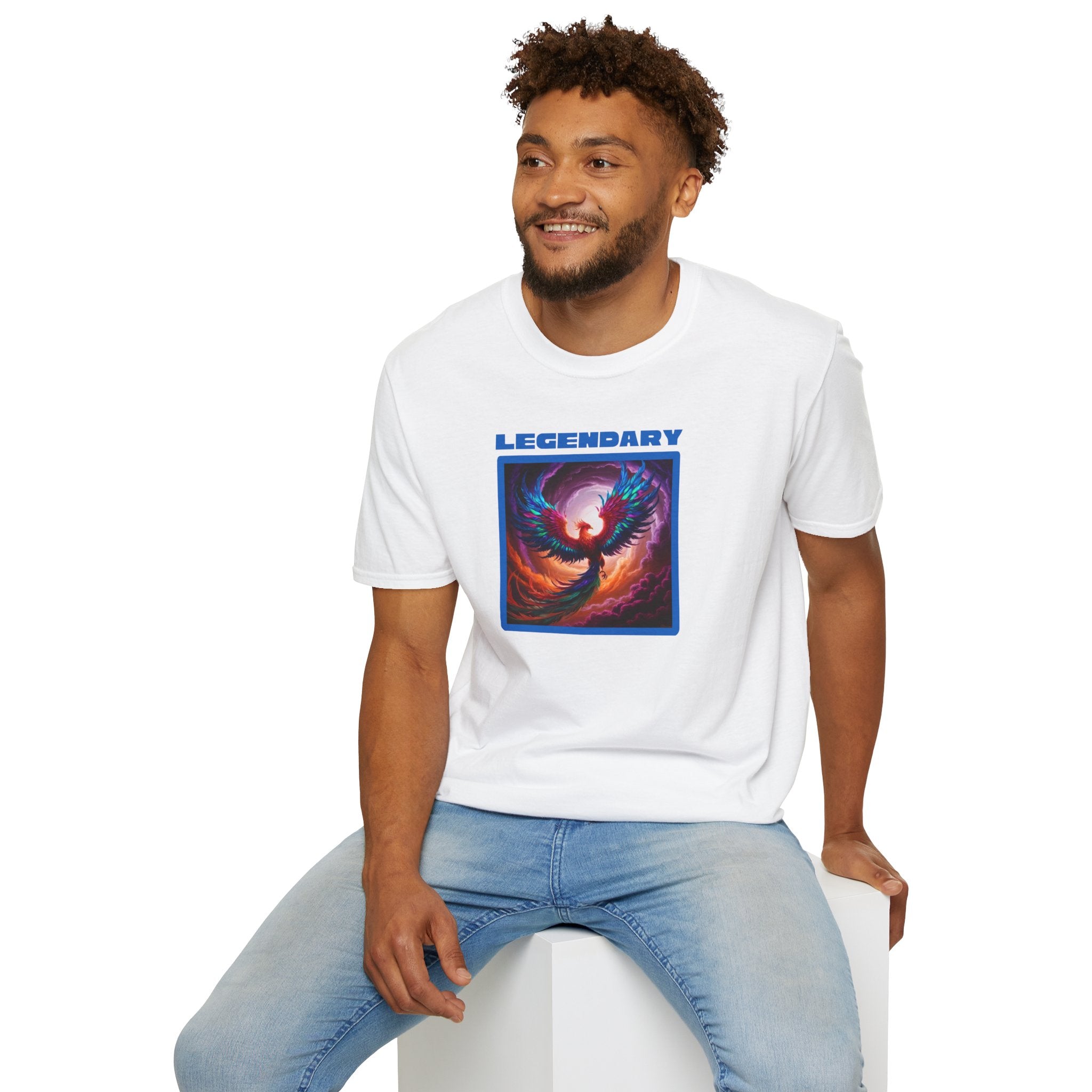 Phoenix Shirt: Rise from the Ashes, Soft Cotton T-Shirt, Legendary Graphic Tee (Blue)