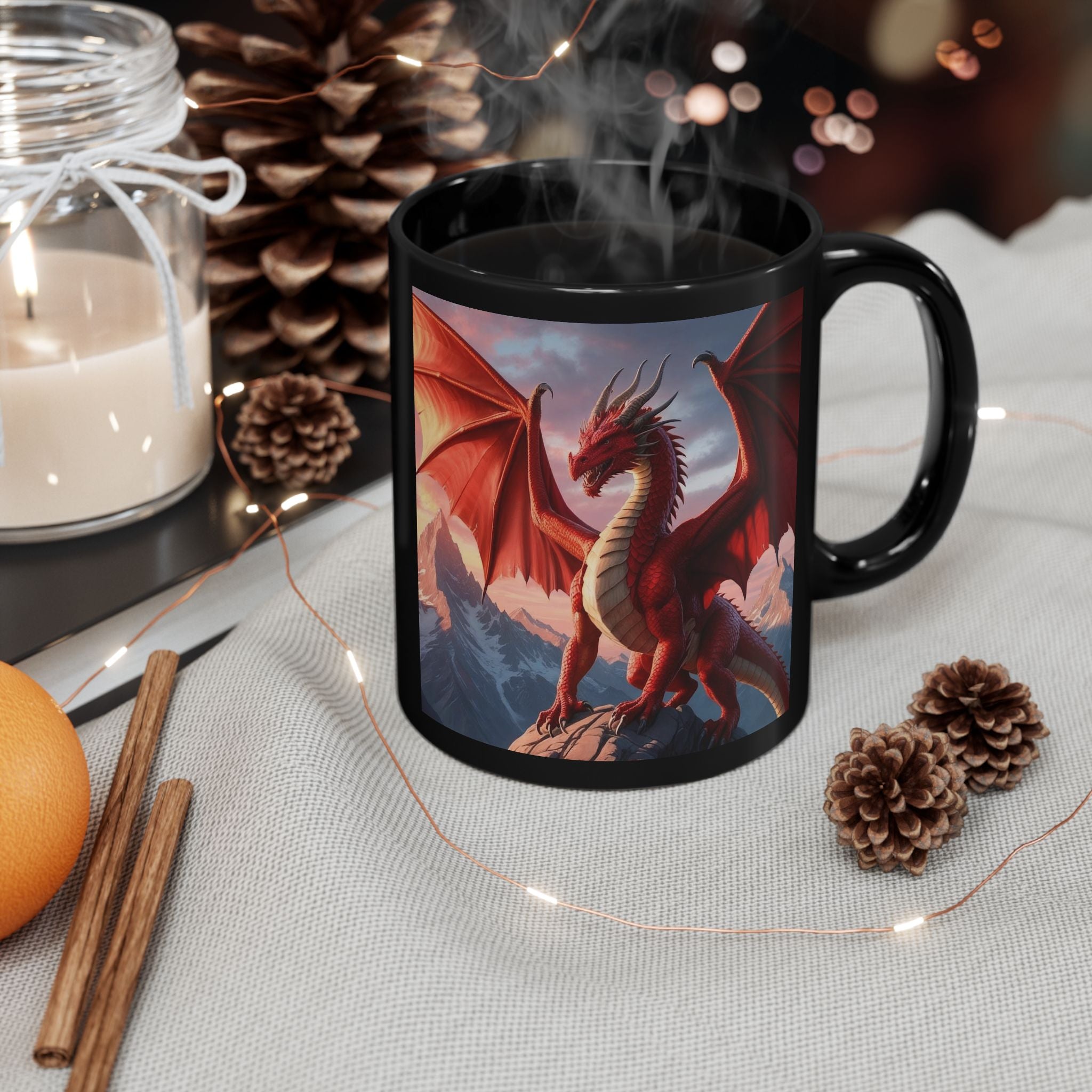 Customizable Dragon Coffee Mug: Personalized Family Crest, DnD Gift, Fire Drake