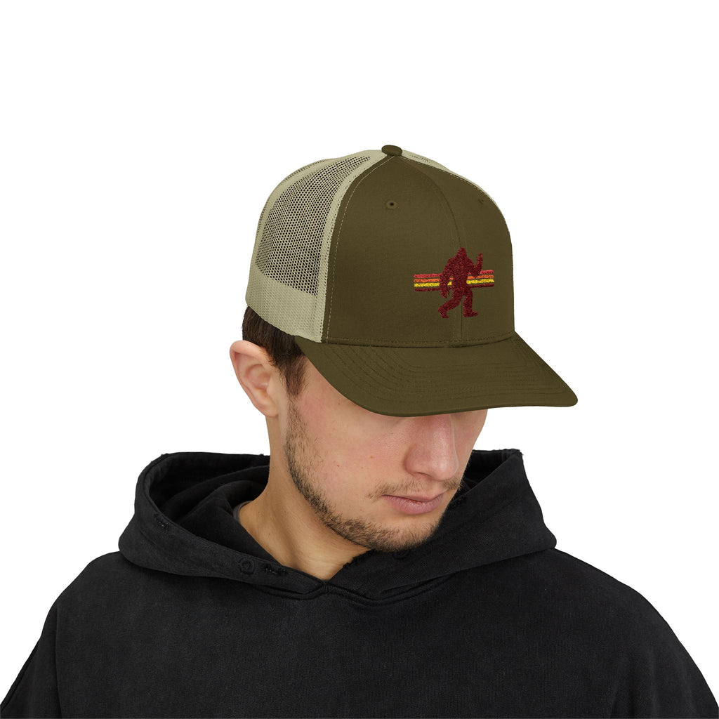 Bigfoot Trucker Hat: Embroidered Baseball Cap, Sasquatch Snapback Hat
