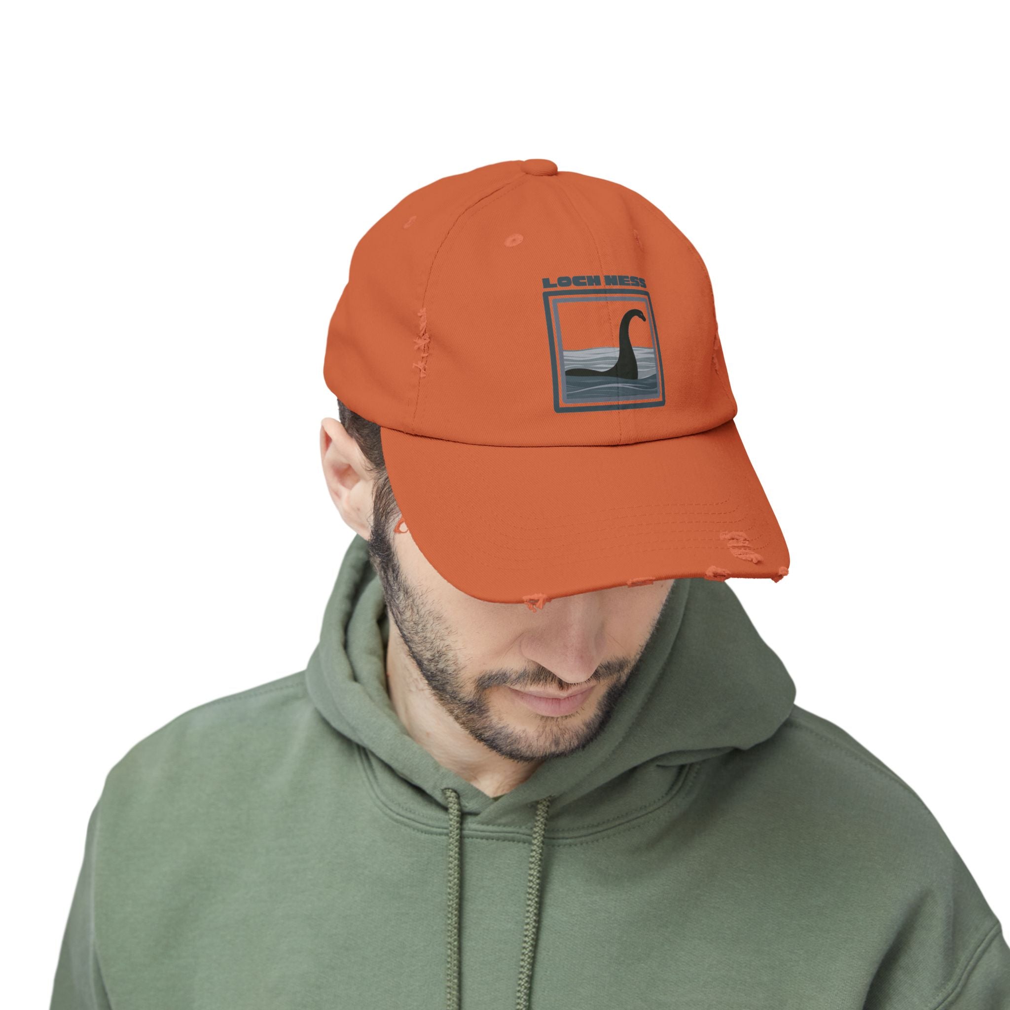 Loch Ness Monster: Unisex Distressed Cap, Adjustable Strap, Casual Outdoor Style (Slate)