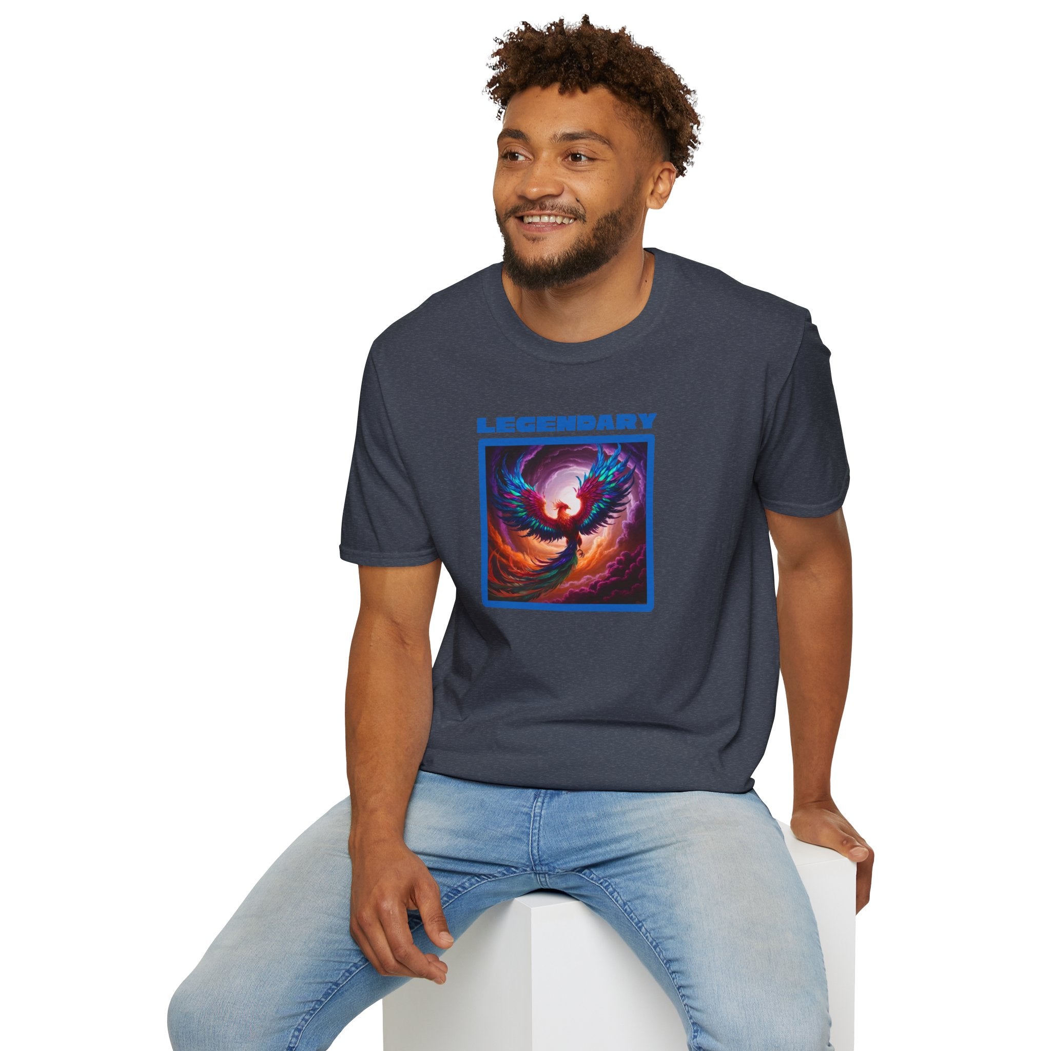 Phoenix Shirt: Rise from the Ashes, Soft Cotton T-Shirt, Legendary Graphic Tee (Blue)