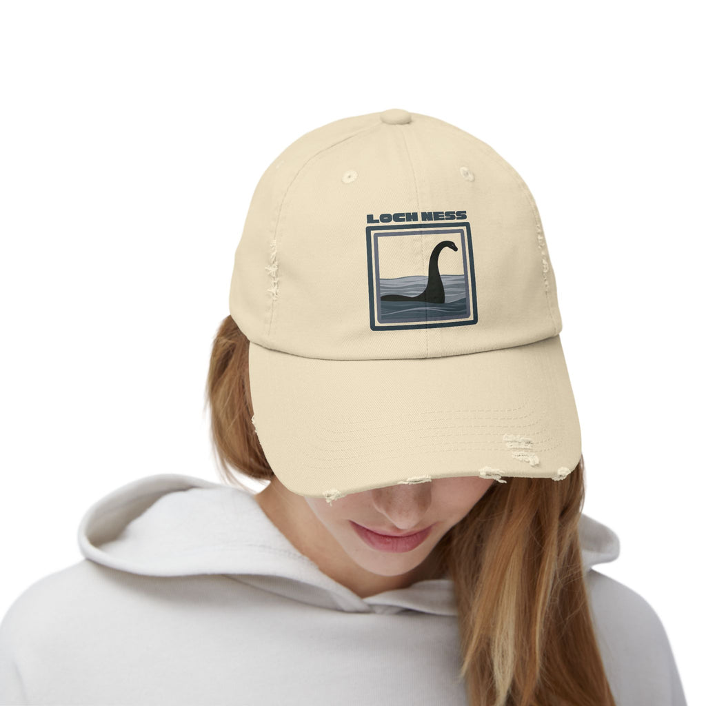 Loch Ness Monster: Unisex Distressed Cap, Adjustable Strap, Casual Outdoor Style (Slate)