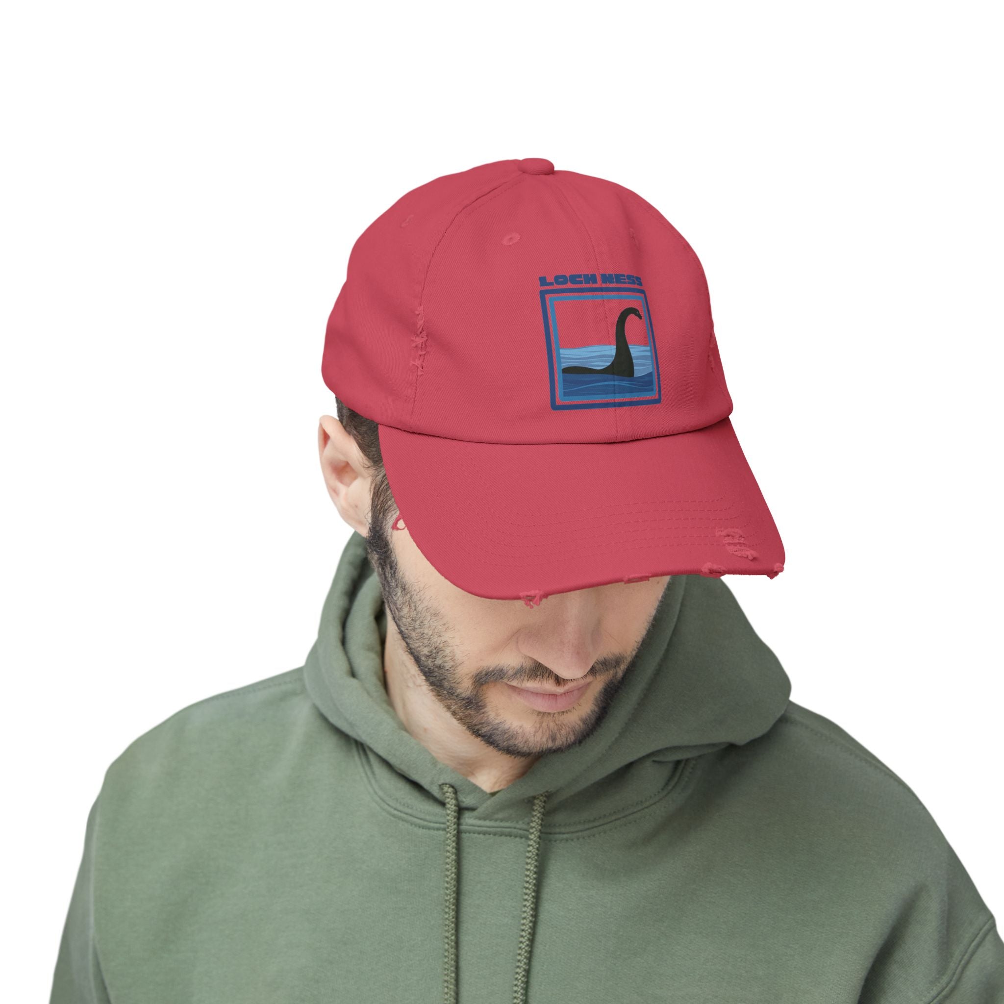 Loch Ness Monster: Unisex Distressed Cap, Adjustable Strap, Casual Outdoor Style (Blue)