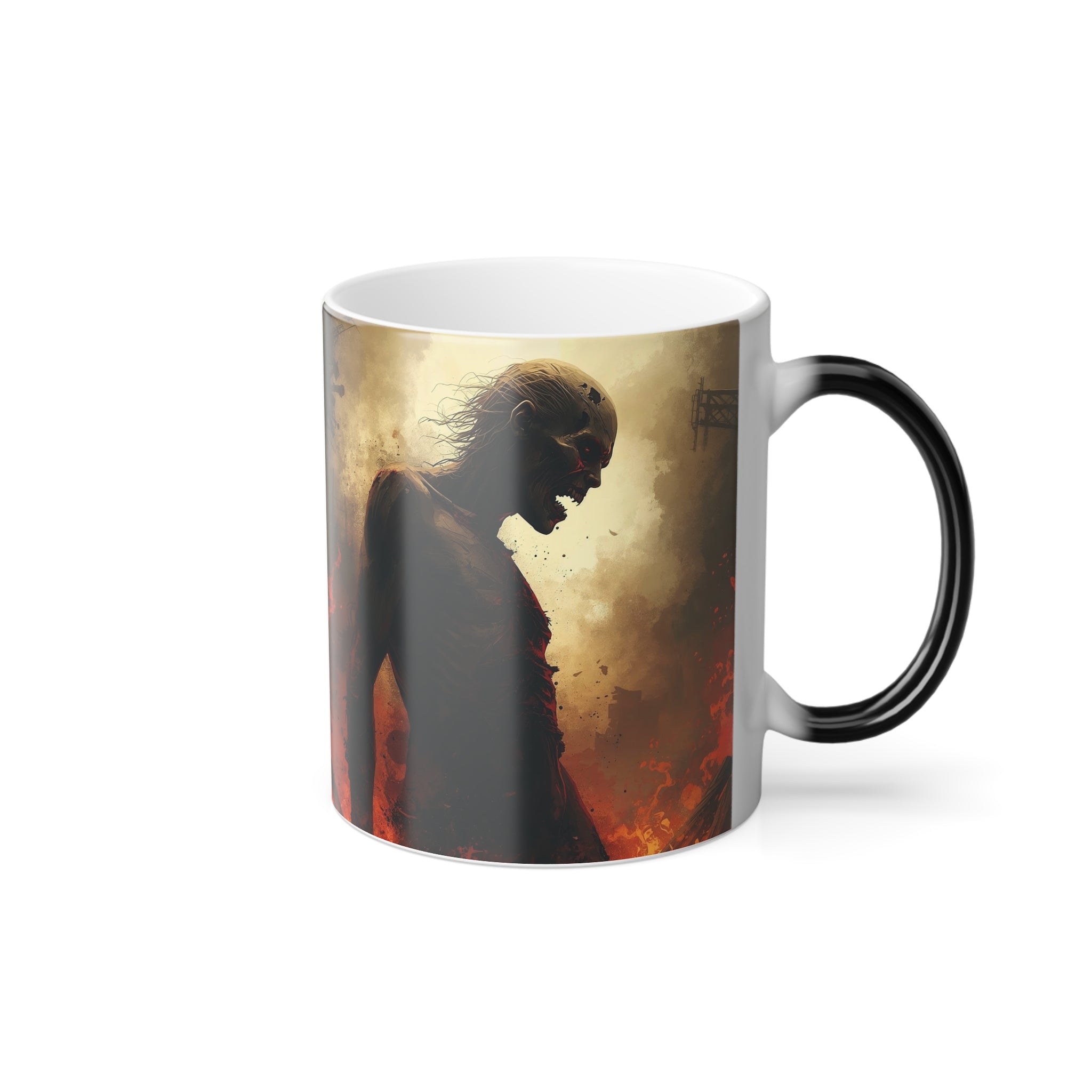 Zombie Coffee Mug: Color Changing, Halloween Horror, Apocalypse Roast (Fire)
