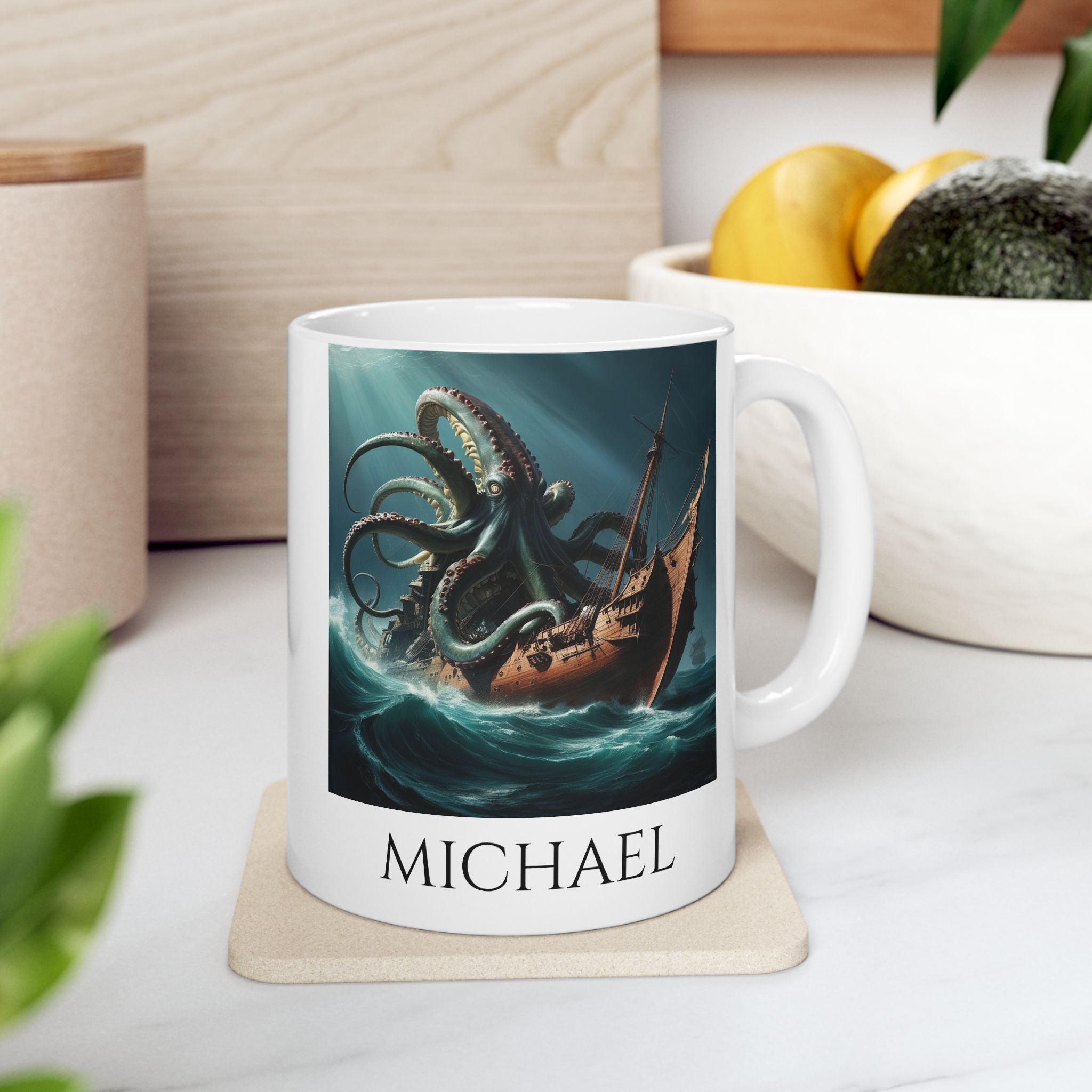 Customizable Kraken Coffee Mug: Giant Squid Coffee Cup, Sea Monster Gift