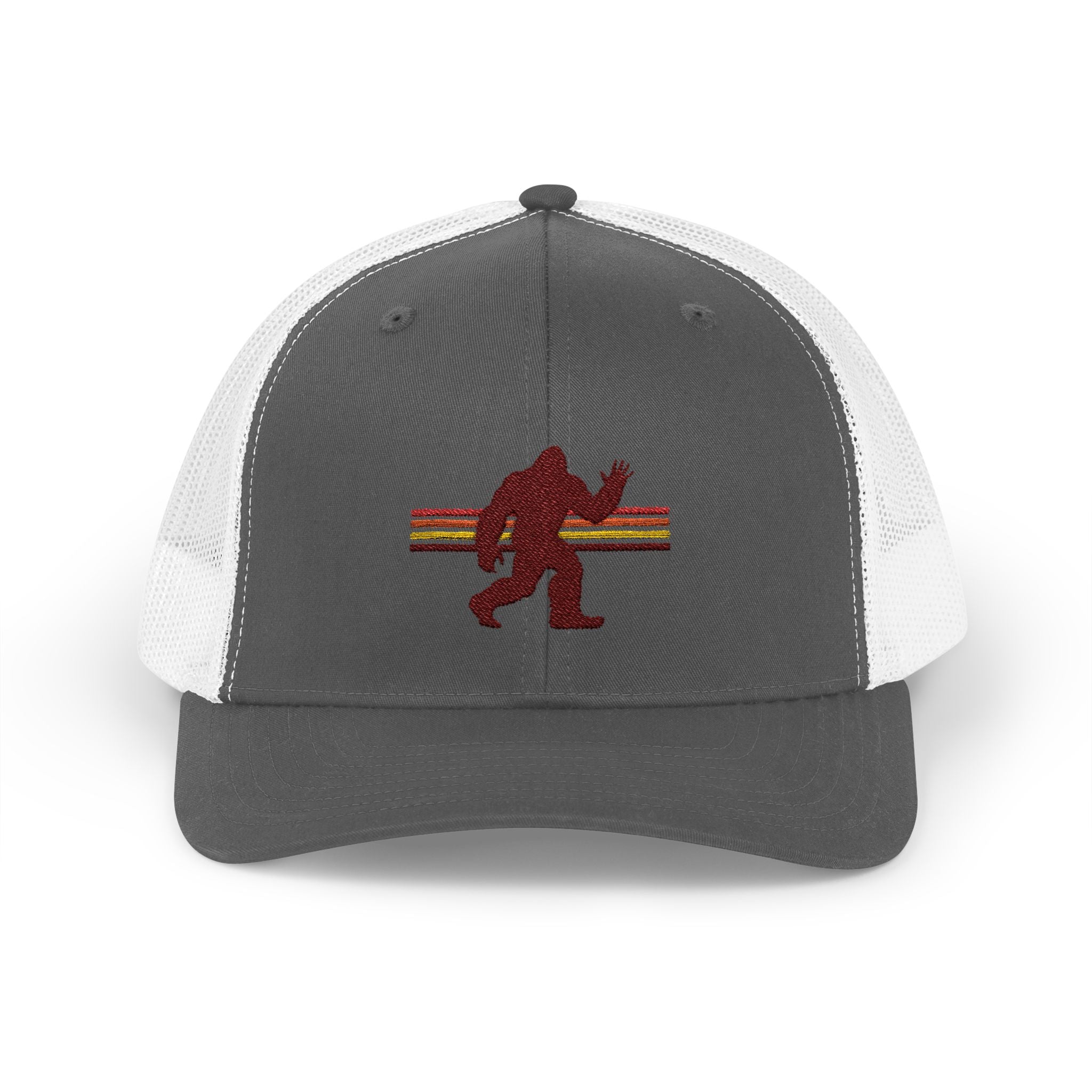Bigfoot Trucker Hat: Embroidered Baseball Cap, Sasquatch Snapback Hat