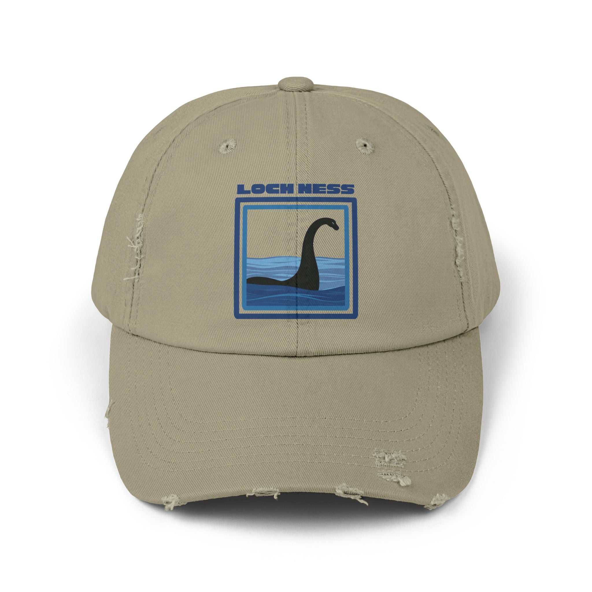 Loch Ness Monster: Unisex Distressed Cap, Adjustable Strap, Casual Outdoor Style (Blue)