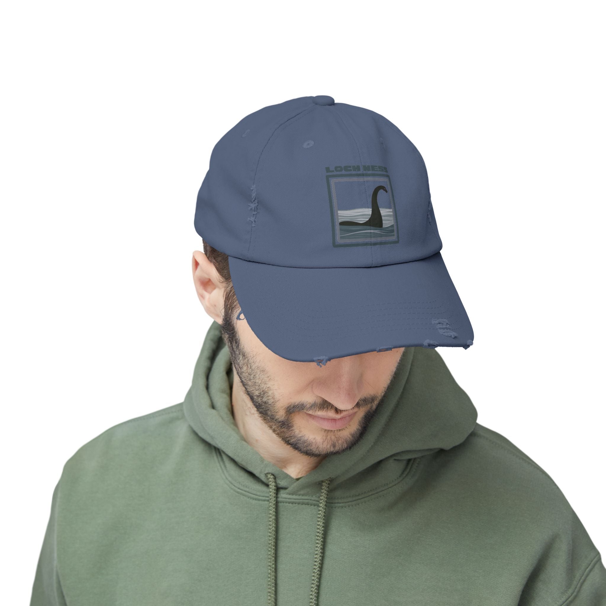 Loch Ness Monster: Unisex Distressed Cap, Adjustable Strap, Casual Outdoor Style (Slate)