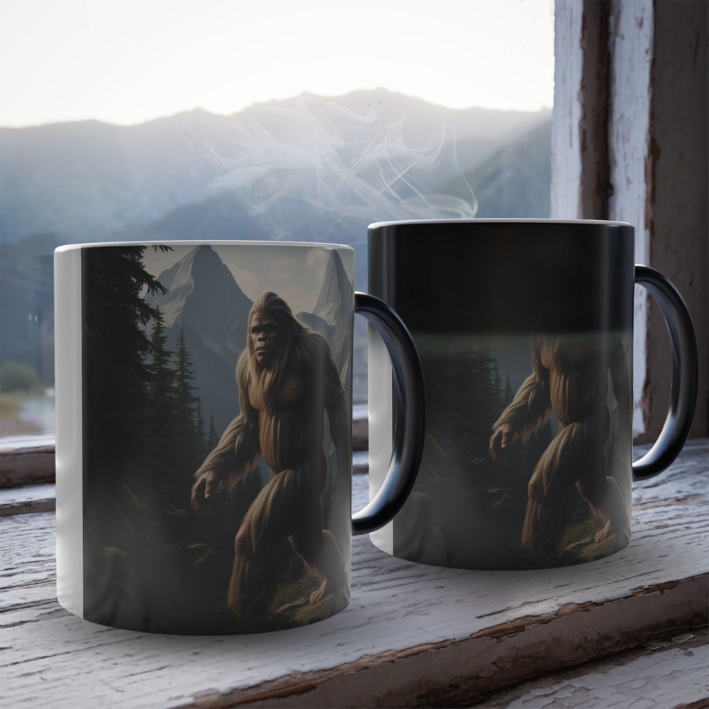 Color Changing Bigfoot Coffee Mug: Sasquatch, Pacific Northwest Cryptid (Mountain)