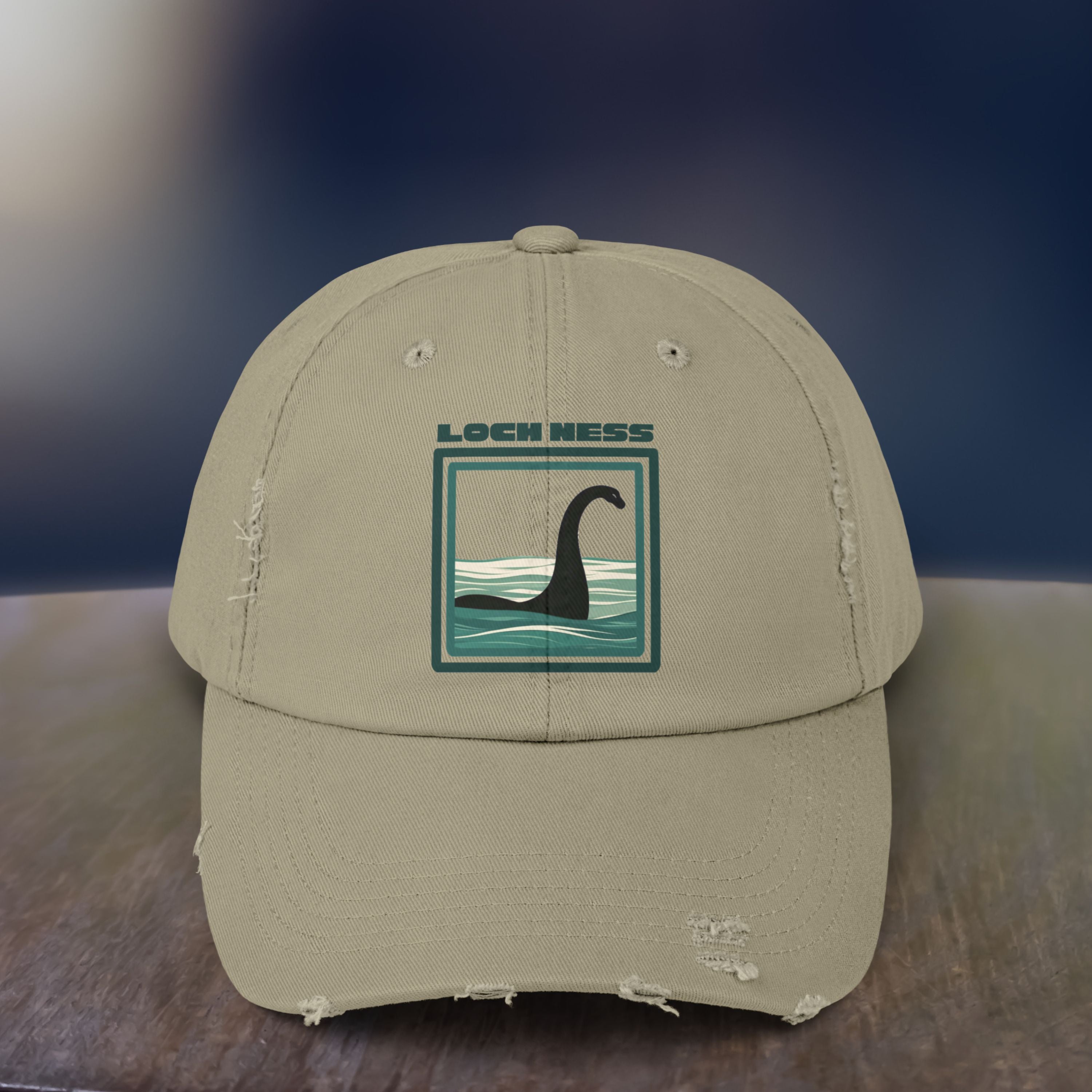 Loch Ness Monster: Unisex Distressed Cap, Adjustable Strap, Casual Outdoor Style (Green)