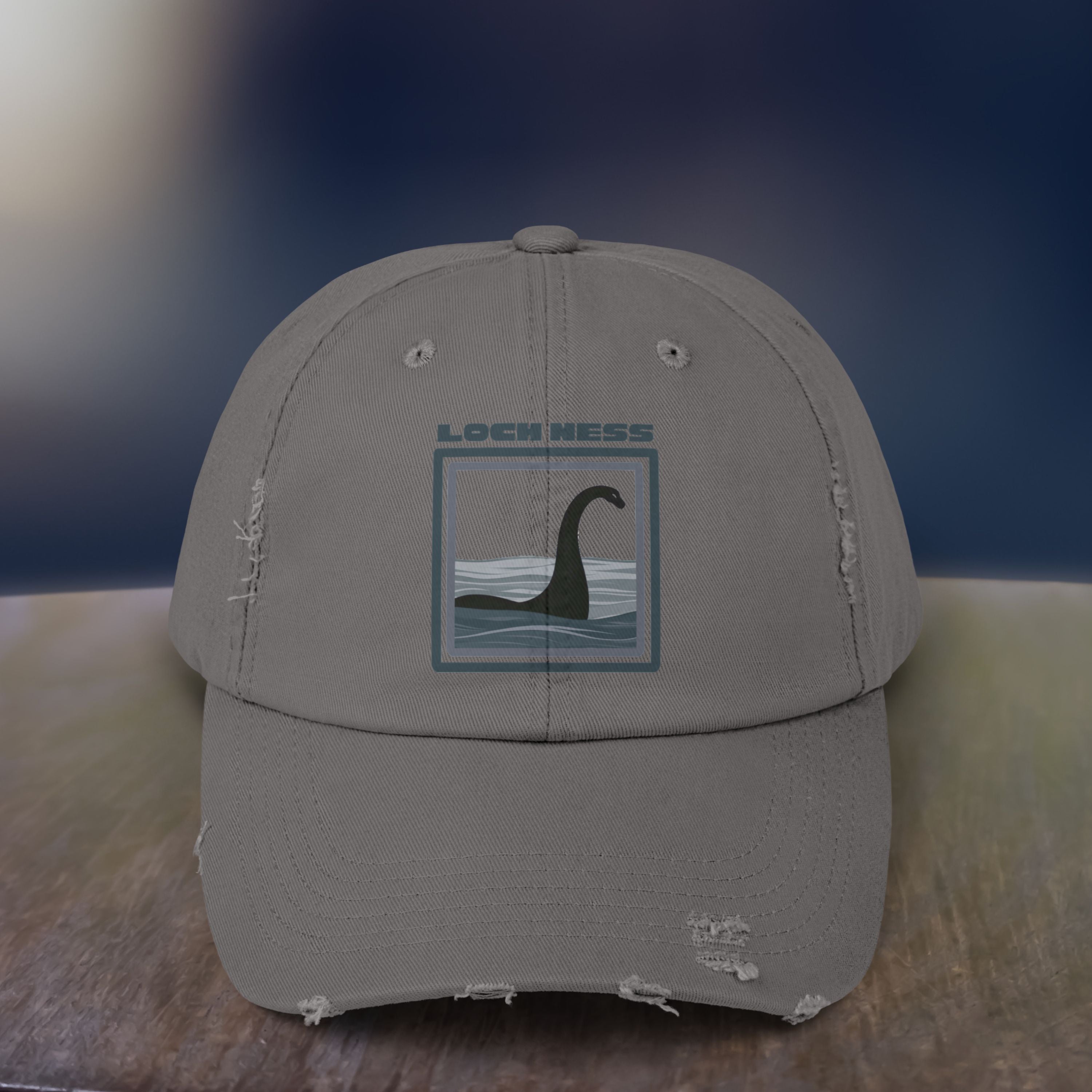 Loch Ness Monster: Unisex Distressed Cap, Adjustable Strap, Casual Outdoor Style (Slate)